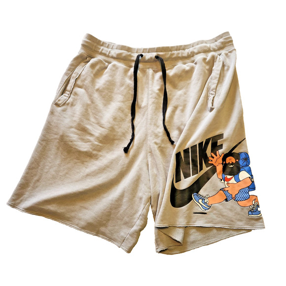 Rare Vintage HIKE NIKE Athletic Hiking Jogger Gray Sweat Shorts Big Logo Mens L